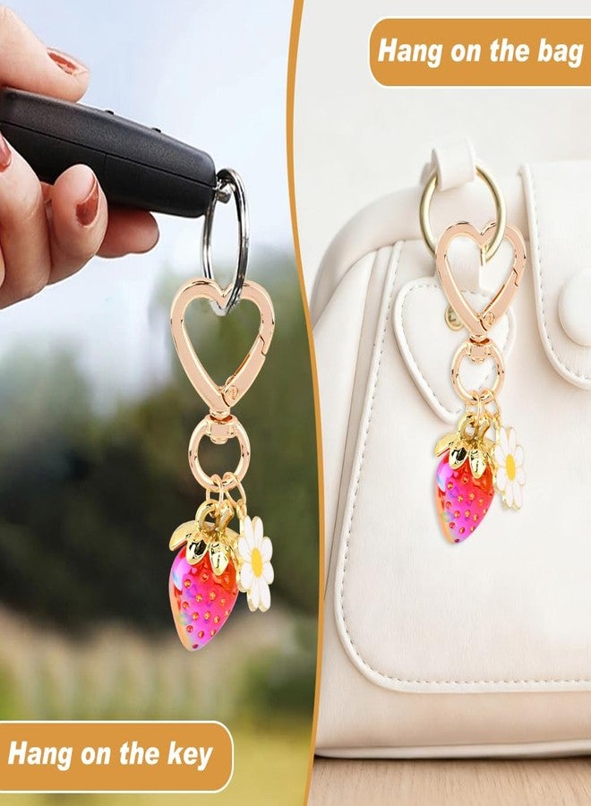 YOSINXU Strawberry Bag Charms Cute Cherry Gold Bag Charms Wallet Chain Keychains Purse Accessories For Women - Image 5